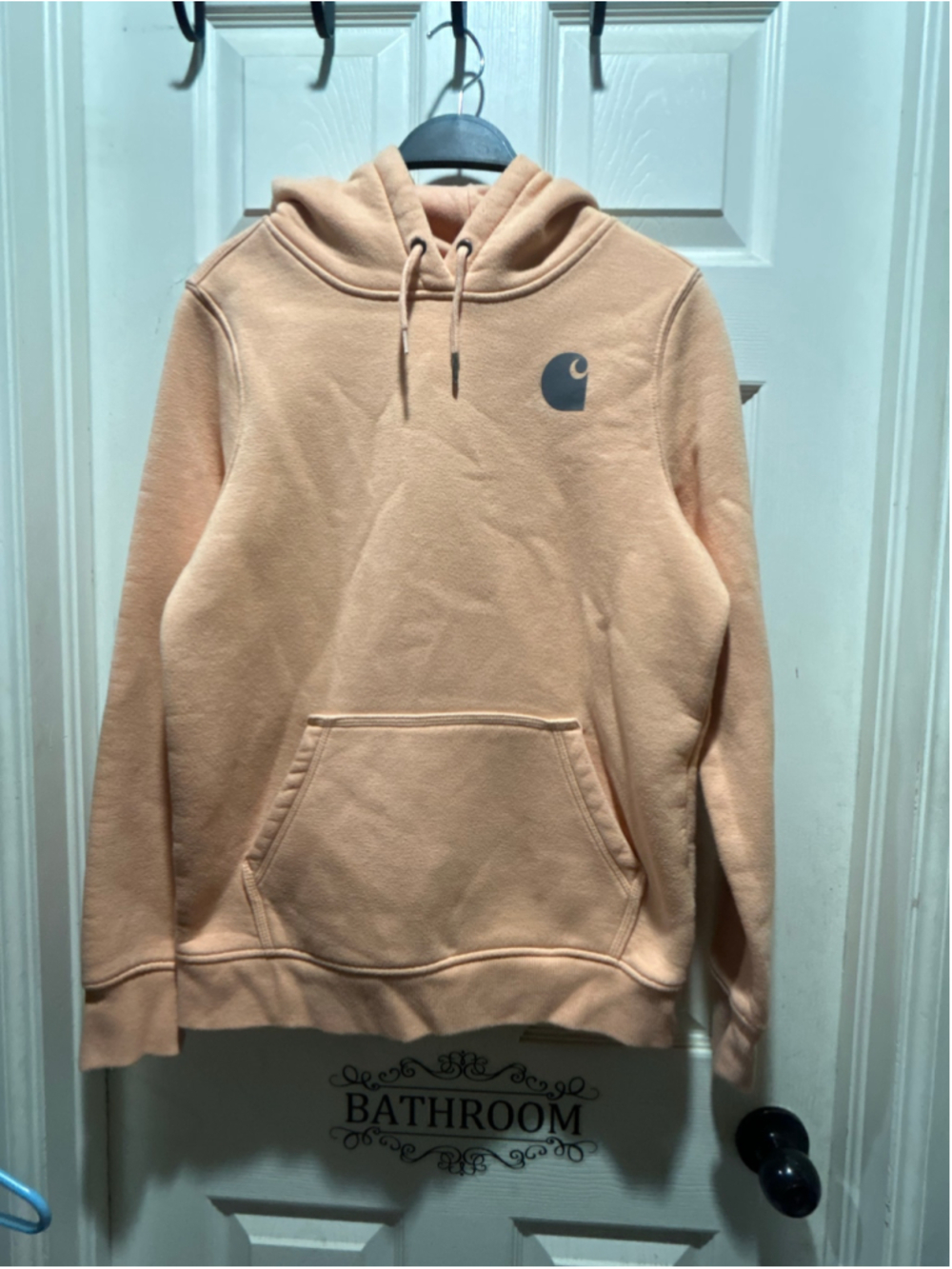 Girls Carhartt Relaxed Fit Hoodie Sweatshirt Peach Grey Size S